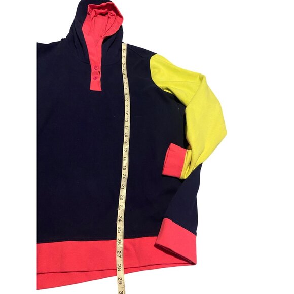 Colorblock Hooded Sweatshirt By Lands End L 14-16 Cotton Blend Long Sleeve - Picture 6 of 10